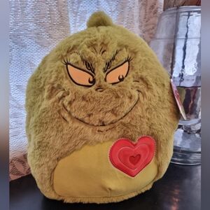 Squishmallows Fuzzamellows Grinch With Heart Plush New